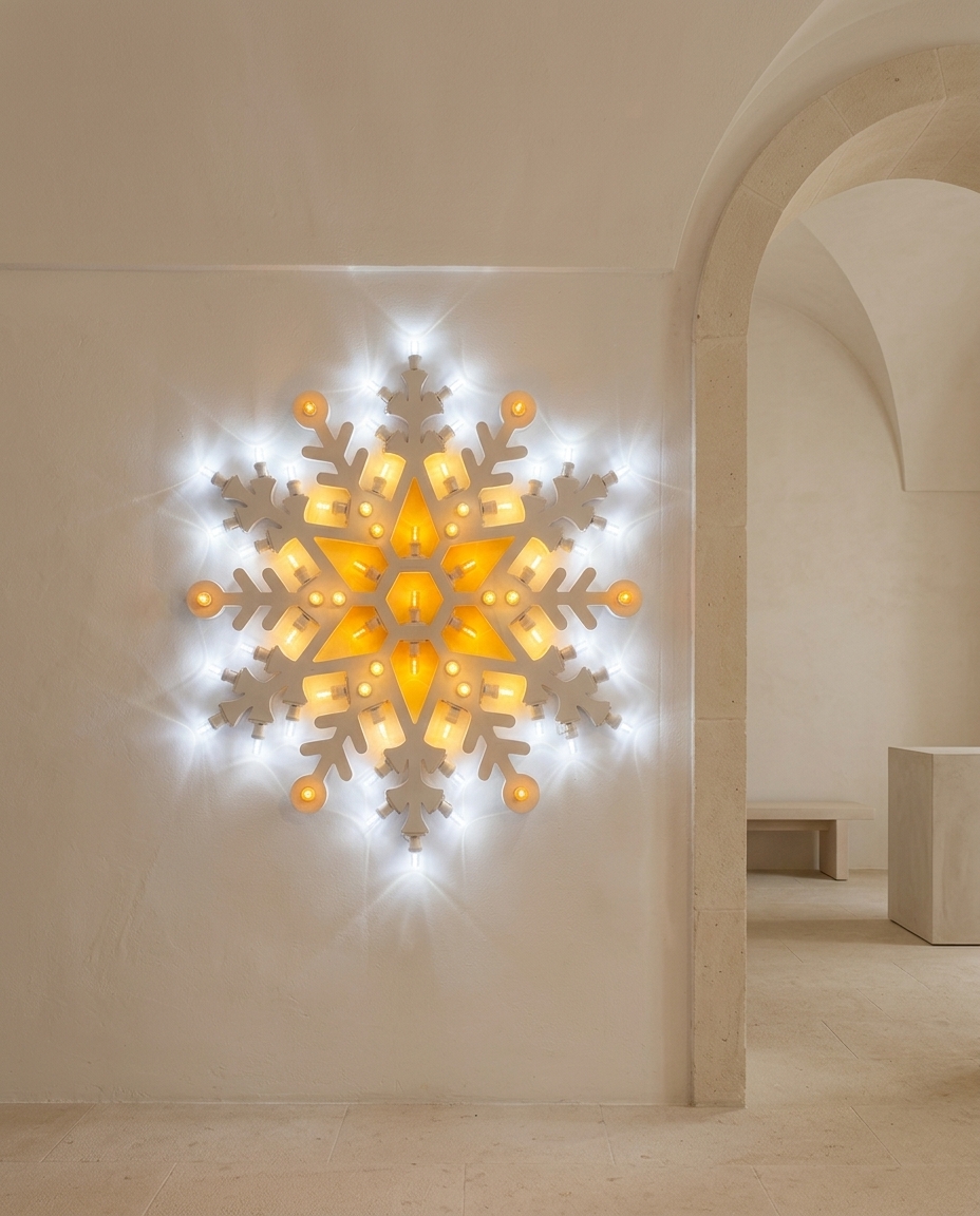 Fiocco di neve large handmade Salento luminaria wall light in a contemporary Mediterranean interior